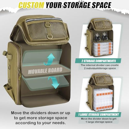 HAMBOLY Fishing Backpack 45L with Rod Holders, Water-Resistant Tackle Backpack for Fishermen, Large Capacity Fishing Gear Bag for Travel Hiking Camping - color: Brown