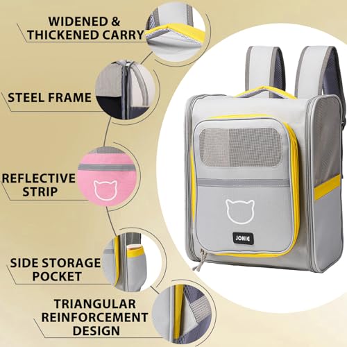 Vivicreate Cat Backpack Carrier for Dogs and Cats Kittens Rabbits, Foldable Mesh, Cat Carrier Backpack 15 Lbs, Pet Backpack Carrier for Walking, Camping and Cycling (Pink) - color: Pink