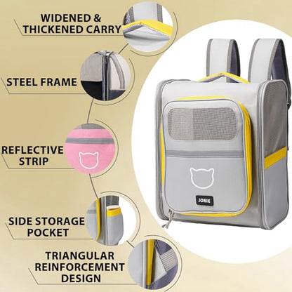 Vivicreate Cat Backpack Carrier for Dogs and Cats Kittens Rabbits, Foldable Mesh, Cat Carrier Backpack 15 Lbs, Pet Backpack Carrier for Walking, Camping and Cycling (Pink) - color: Pink