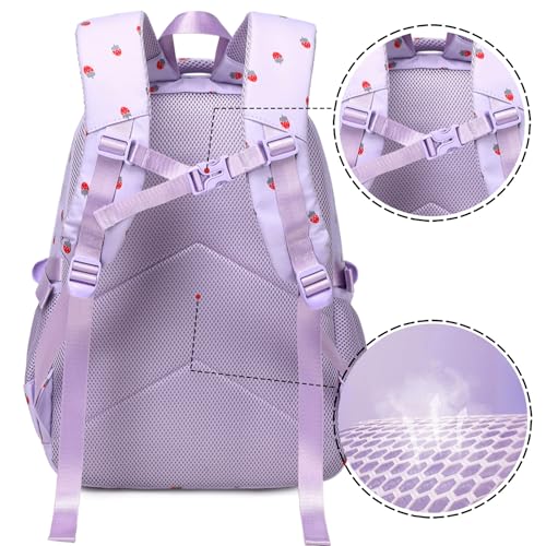 Girls Backpack Lightweight Bookbags for High School Laptop Backpack For College Women Big Student Daypack Casual (Strawberry-Purple) - color: Strawberry-purple