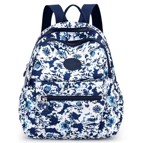Mini Backpack Purse for Women, Stylish Daypack Shoulder Bag, Small Lightweight Daypack for Work Travle College (B- Flower Navy) - color: B- Flower Navy