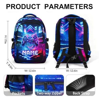 Personalized Gaming Backpack for Kids Teens School Backpacks for Boys Game Lovers, Lightweight Gamer Bookbag for Kindergarten Primary Middle - color: Sliver