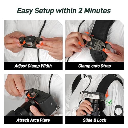 Camera Backpack Clip with Arca-Style Quick Release and Anti-Drop Dual-Lock, Max Load 66 lb Aluminum Clip for Mirrorless/DSLR Cameras, Hands-Free for Hiking Travel and Street Photography - color: Gray