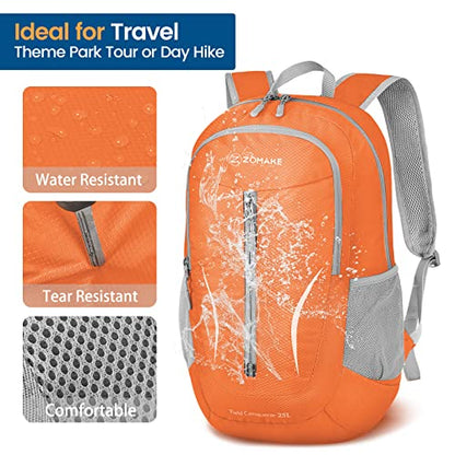 ZOMAKE Ultra Lightweight Packable Backpack 25L, Foldable Hiking Backpacks Water Resistant Small Folding Daypack for Travel(Orange) - color: Orange-b