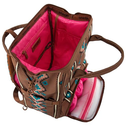 Montana West Wrangler Diaper Bag Backpack Aztec Callie Bag Travel Backpack Purses Western Multi-Function Baby Bags for Mom - color: 3pcs Dark Brown