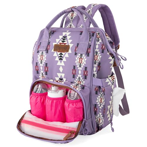 Wrangler Aztec Backpack Organized Daypack Travel Baby Bag with Stroller Strap and Side Bottle Pockets WG2204-9110LV - color: Angel Lavender