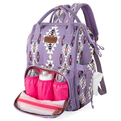 Wrangler Aztec Backpack Organized Daypack Travel Baby Bag with Stroller Strap and Side Bottle Pockets WG2204-9110LV - color: Angel Lavender