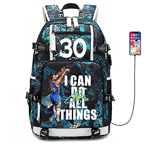 Basketball Player 30 Multifunction Backpack Travel Laptop Fans bag For Men Women - color: Light Blue - 1