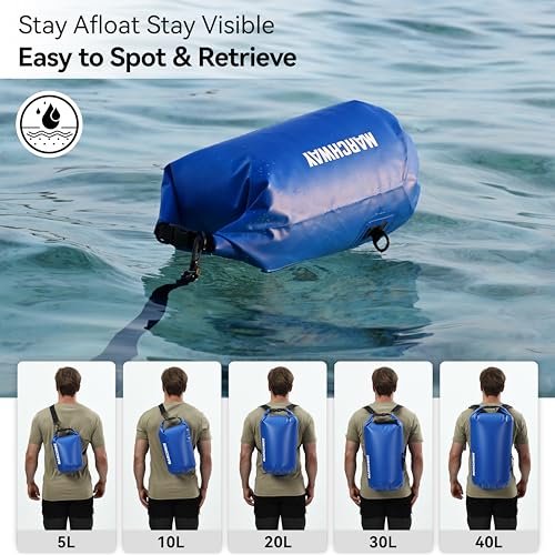 MARCHWAY Floating Waterproof Dry Bag Backpack 5L/10L/20L/30L/40L, Roll Top Sack Keeps Gear Dry for Kayaking, Rafting, Boating, Swimming, Camping, Hiking, Beach, Fishing - color: Dark Blue, size: 5L