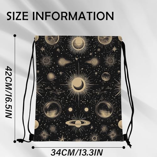 Drawstring Backpack Draw String Bag Sports Gym Bags Waterproof Cute Aesthetic Sackpack for Women(13"×17")-New Moon - color: Z48-new Moon