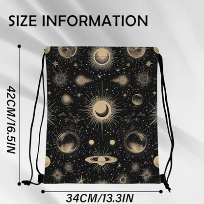 Drawstring Backpack Draw String Bag Sports Gym Bags Waterproof Cute Aesthetic Sackpack for Women(13"×17")-New Moon - color: Z48-new Moon