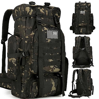 45L Hiking Backpack Waterproof Travel Daypack Camping Backpack for Men Women (Black) - color: Black Cp