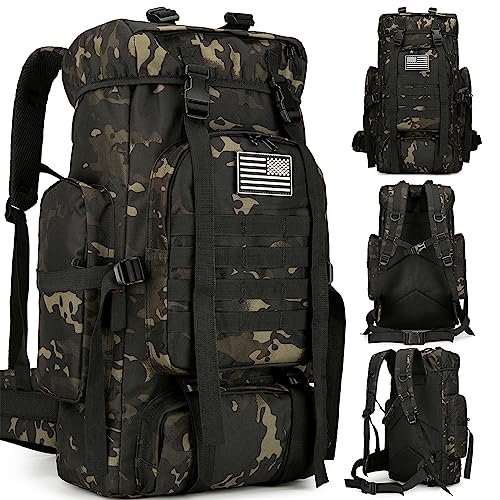 45L Hiking Backpack Waterproof Travel Daypack Camping Backpack for Men Women (Black) - color: Black Cp