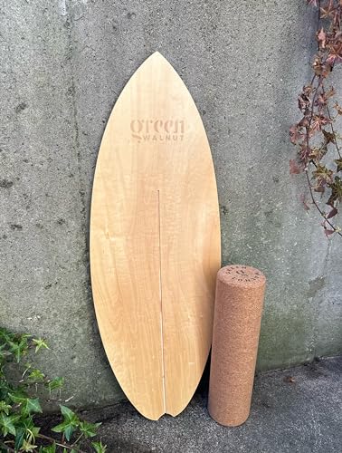 Greenwalnut Wooden Balance Board, Surf Balance Board Trainer with Roller, Wooden Exercise Balancing Stability Trainer - Non Slip Surface, Natural