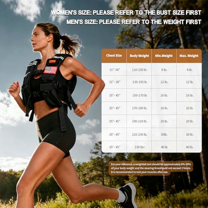 WANOON Weighted Vest for Men Women, 8lb/12lb/16lb/20lb/30lb/40lb Fixed Weight, Plus Size Fitness Vest with Phone Pocket & Reflective Strips for Walking Running Rucking Strength Training - size: 30lb