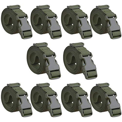 MAGARROW 40" 60" Strap Buckle Packing Straps Adjustable 1-Inch Belt Rope (Set of 10) (1" Wide - 40" Long, Army Green) - color: Army Green, size: 1" Wide - 40" Long