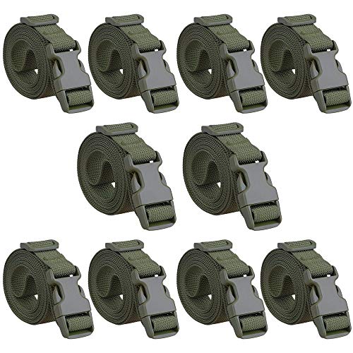 MAGARROW 40" 60" Strap Buckle Packing Straps Adjustable 1-Inch Belt Rope (Set of 10) (1" Wide - 40" Long, Army Green) - color: Army Green, size: 1" Wide - 40" Long