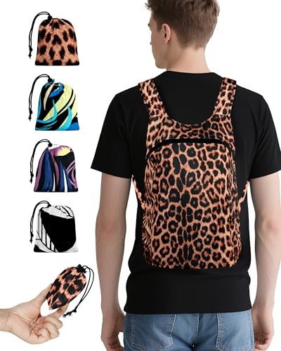 Pocket-Sized Hiking Daypack, Fashion patterns Lightweight 2.8oz, Water resistant Backpack for Women Men Camping (Tiger print) - style: Tiger Print