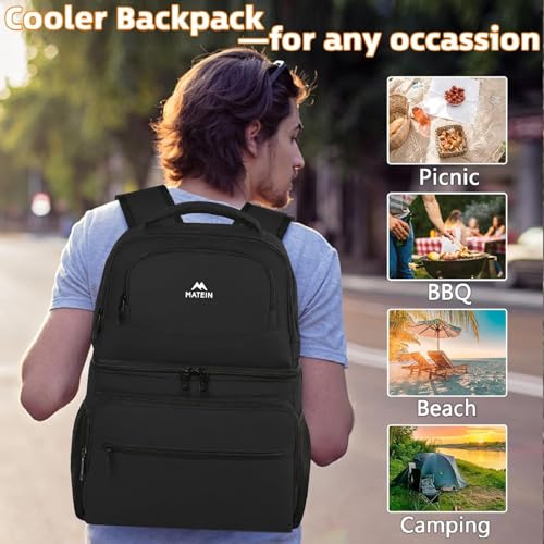 MATEIN Cooler Backpack, 26/40 Cans Insulated Lunch Backpack for Men Women - color: Black, size: 26 Cans