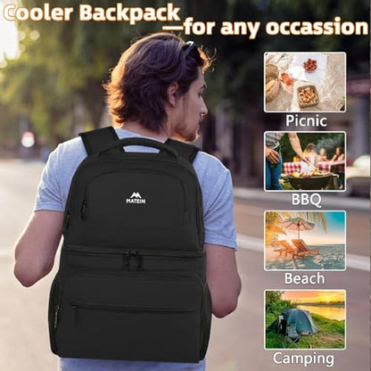 MATEIN Cooler Backpack, 26/40 Cans Insulated Lunch Backpack for Men Women - color: Black, size: 26 Cans