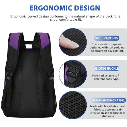 LARIPOP Soccer Backpack with Ball Holder & Shoe Compartment Large Capacity Sports Bag for Training - color: purple