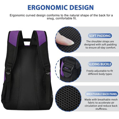 LARIPOP Soccer Backpack with Ball Holder & Shoe Compartment Large Capacity Sports Bag for Training - color: purple
