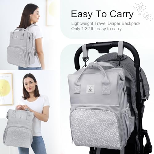Diaper Bag with Changing Pad, Large Baby Bags Backpack with Stroller Straps & Insulated Pockets, Multifunction Waterproof Travel Diapers Back pack for Women & Man, Grey - color: Grey