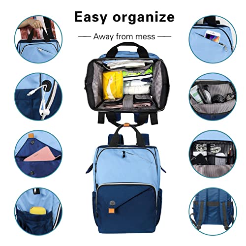 Hap Tim Laptop Backpack 15.6/14/13.3 Inch Laptop Bag Travel Backpack for Women/Men Waterproof School Computer Bag Large Capacity Bookbag for College/Travel/Business (7651EU), Blue - color: Blue