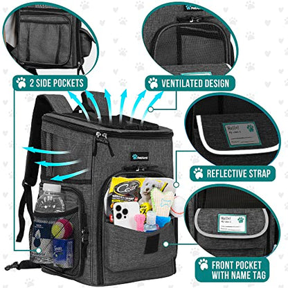 PetAmi Dog Backpack Carrier, Airline Approved 4-Way Entry Cat Backpack Carrier, Ventilated Mesh, Collapsible Pet Carrier for Small Puppy, Kitten, Hiking, Travel Car, Vet, up to 18 lbs, Charcoal Gray - color: Charcoal