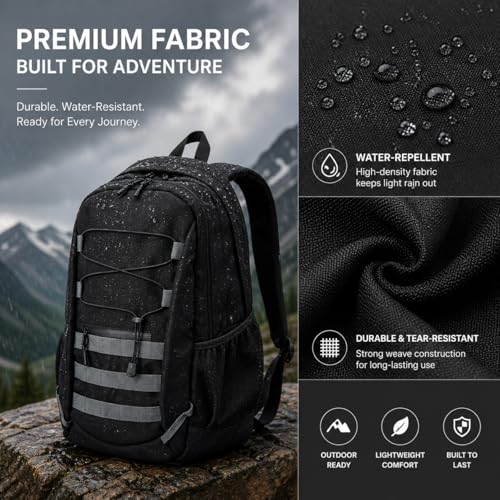 Hiking Travel Backpacks Men and Women, Lightweight Waterproof Laptop Backpack Outdoor Camping Backpack Hiking Daypack for Travel, Trekking, Work 26L (Black) - color: Black