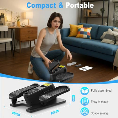 HOTWAVE Under Desk Elliptical Exercise Machine, Ellipse Leg Exerciser Electric as Seen on TV While Sitting for Seniors with Remote Control & 12-Speeds, Seated Foot Pedal Exercise Training Equipment - color: Gray