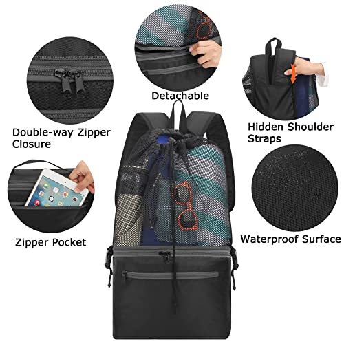 Mesh Beach Backpack Bag with Cooler Bottom, Mesh Beach Backpack for Summer Camping Vacation