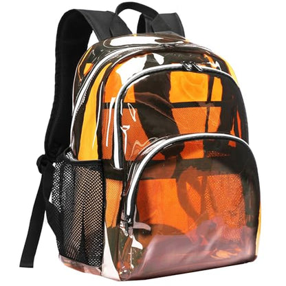 Clear Backpack, Clear Bag Stadium Large See Through Bookbag Heavy Duty PVC Transparent Backpacks for School - color: Clear Amber-1pack