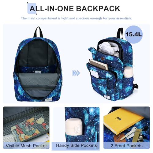 VX VONXURY Backpack for Men Women, Lightweight Kids School Bag, Classic Basic Laptop Bookbag for College Work Travel Hiking - color: Galaxy Blue