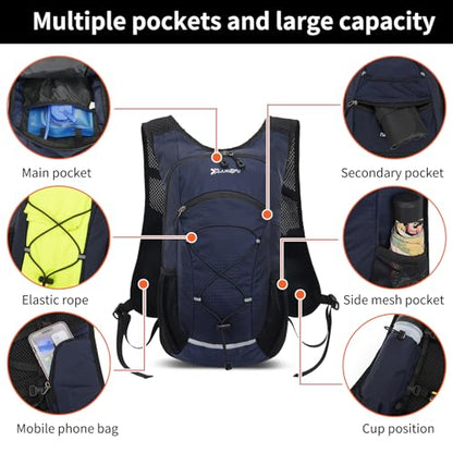 15L Small Hiking Backpack Lightweight Hydration Backpack for Men Women, Warterproof Hiking Daypack for Travel Cycling - color: Dark Blue