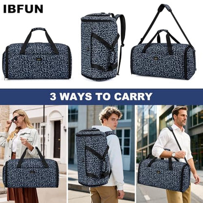 Convertible Garment Bags for Travel - Carry on Garment Duffle Bag with Backpack Straps for Men Women, 4 in 1 Large Travel Duffel Bags with Shoes Compartment Hanging Suit Dress Weekender Bag 3pcs Set - color: D4-Blue