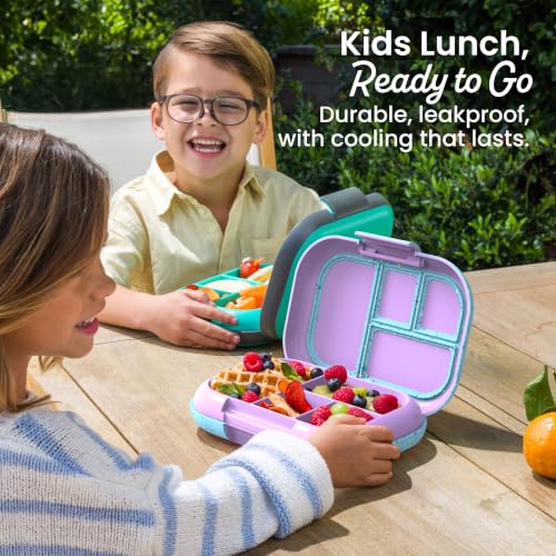 Bentgo Chill Kids Leakproof Lunch Box - 4-Compartment Bento Box with Built-In Ice Pack, 3.3 Cup Capacity, BPA-Free, Microwave & Dishwasher Safe Tray, Ages 3–7 (Vivid Orchid) - color: Confetti Edition - Vivid Orchid