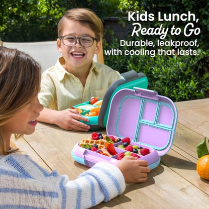 Bentgo Chill Kids Leakproof Lunch Box - 4-Compartment Bento Box with Built-In Ice Pack, 3.3 Cup Capacity, BPA-Free, Microwave & Dishwasher Safe Tray, Ages 3–7 (Vivid Orchid) - color: Confetti Edition - Vivid Orchid