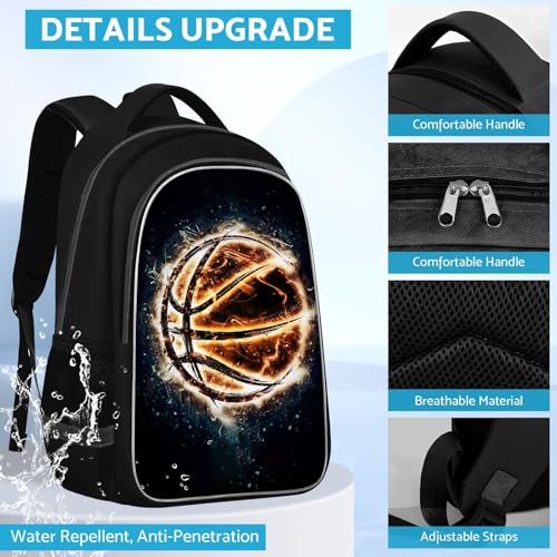 TILYTADLY School Backpack for Boys - Basketball Boys Backpack for Kids Children Teens Elementary Middle School - Students Bag for Ages 6-18,17″Bookbag Multifunctional Large Capacity - color: Basketball-05-backpack Only