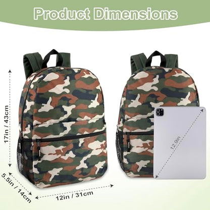 Trail maker 17 inch Backpack for Travel & Commute, Zippered Front & Mesh Side Pockets, Padded Straps - color: Camo Cool