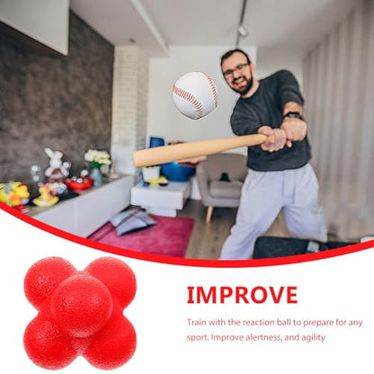 Alipis Hexagonal Reaction Ball for Agility and Hand Eye Coordination Training, 7cm Red High-Difficulty Fitness Ball for Baseball and Indoor Sports Reaction Exercises