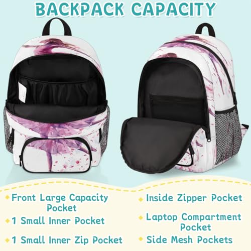 Ballet Dancer Laptop Backpack for Women Men, 18.3 Inch Travel Work Backpacks, Ballerina Theme Waterproof Computer Casual Daypack Nurse Teacher Bags - color: Multicolor 13