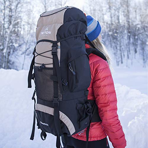 TETON 55L Scout Internal Frame Backpack for Hiking, Camping, Backpacking, Rain Cover Included - color: Tan, size: 55L