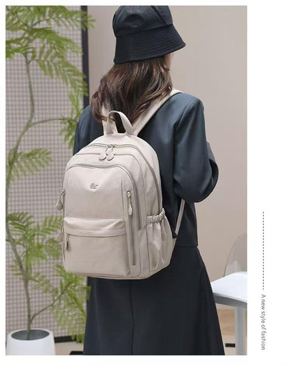 Casual Backpack, Multi-Pocket Design with Front Zipper Compartment (Light khaki) - color: Light Khaki