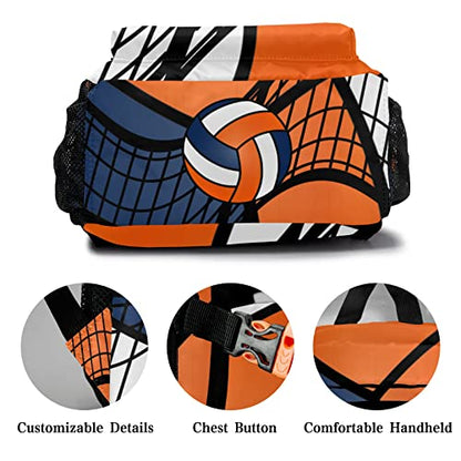 Volleyball Orange White Backpack Personalized Waterproof Casual Daypack Gift for Holiday Birthday - color: Design 4