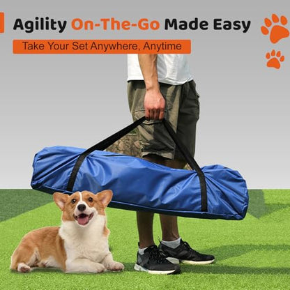 Sedeke 4 Sets Pets Agility Training Equipment - Adjustable Dog Hoop, Jump, Weave & Blind Poles, Pause Box for Outdoor Obstacle Course - size: 10 PC