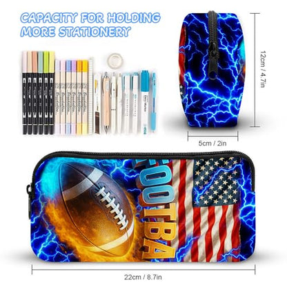Football Backpack Set for Kids,School Bookbag with Lunch Box and Pencil Pouch Bag(Football1) - color: Football1