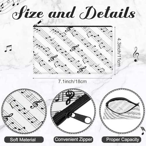 Reginary 20 Pcs Makeup Bags Gifts for Women Canvas Cosmetic Bags with Zipper Bulk Gift for Women Travel Purse Organizer Pouch Accessory, Toiletry Large Capacity, 7 x 4.3 Inch(Music) - style: Music