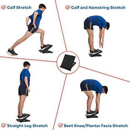 Stretching Strap with Loops - Non Elastic Stretch Band for Physical Therapy, Yoga Strap for Stretching Equipment, Stretch Bands for Exercise and Flexibility - Fascia, Hamstring & Leg Stretcher Belt - style: 10 Loops Red + Black Slant Board