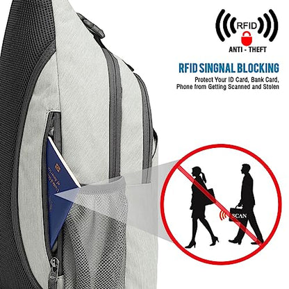 G4Free Sling Bag for Men and Women, RFID Blocking Crossbody Bag, Lightweight Sling Backpack for Travel, Hiking, Walking and Daily Use - color: Gainsboro
